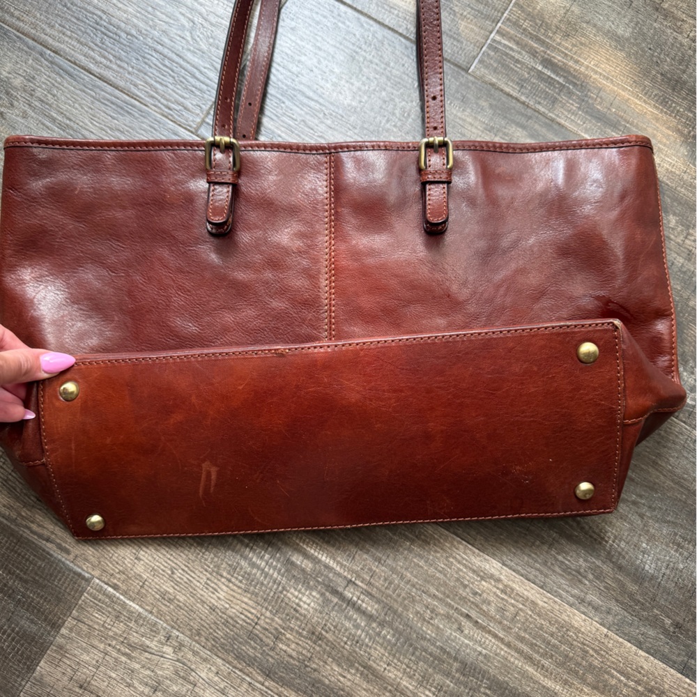 Floto brown leather large tote shoulder bag - Picture 3 of 6